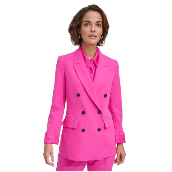DKNY Womens Double Breasted Jacket Dress Suit, Pink, NWT